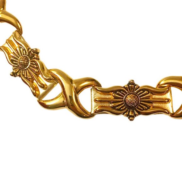 Captiva Gold Tone Metal Metallic Gold Leather Belt Vintage 80s 90s Medium